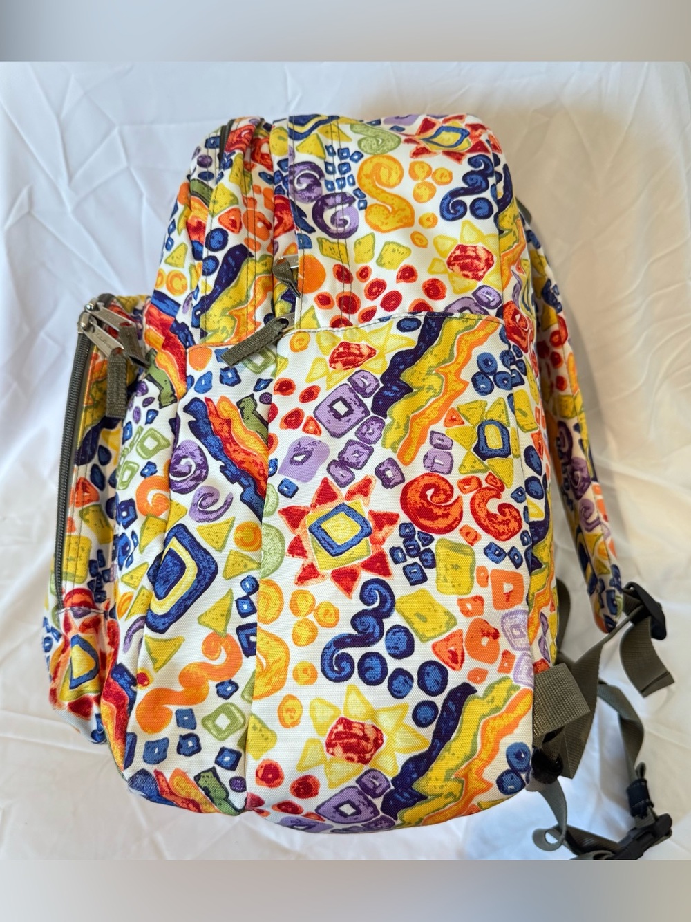 LL Bean Original Bookbag Backpack Multicolor Geometric Confetti Print School Bag - Picture 2 of 8